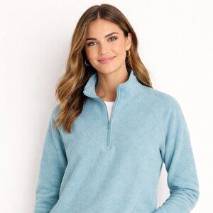 Eddie Bauer Teal Fleece Quarter Zip Cozy Pullover Sz. XL